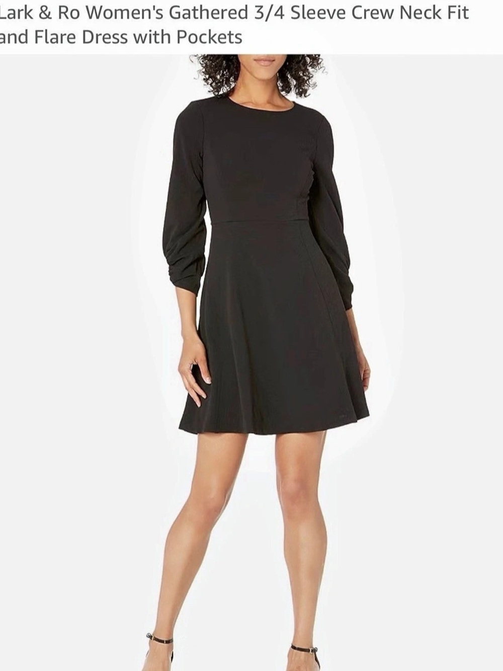 Lark & Ro Gathered 3/4 Sleeve Fit and Flare Dress Fit & Flare Mini Dress Size 4
